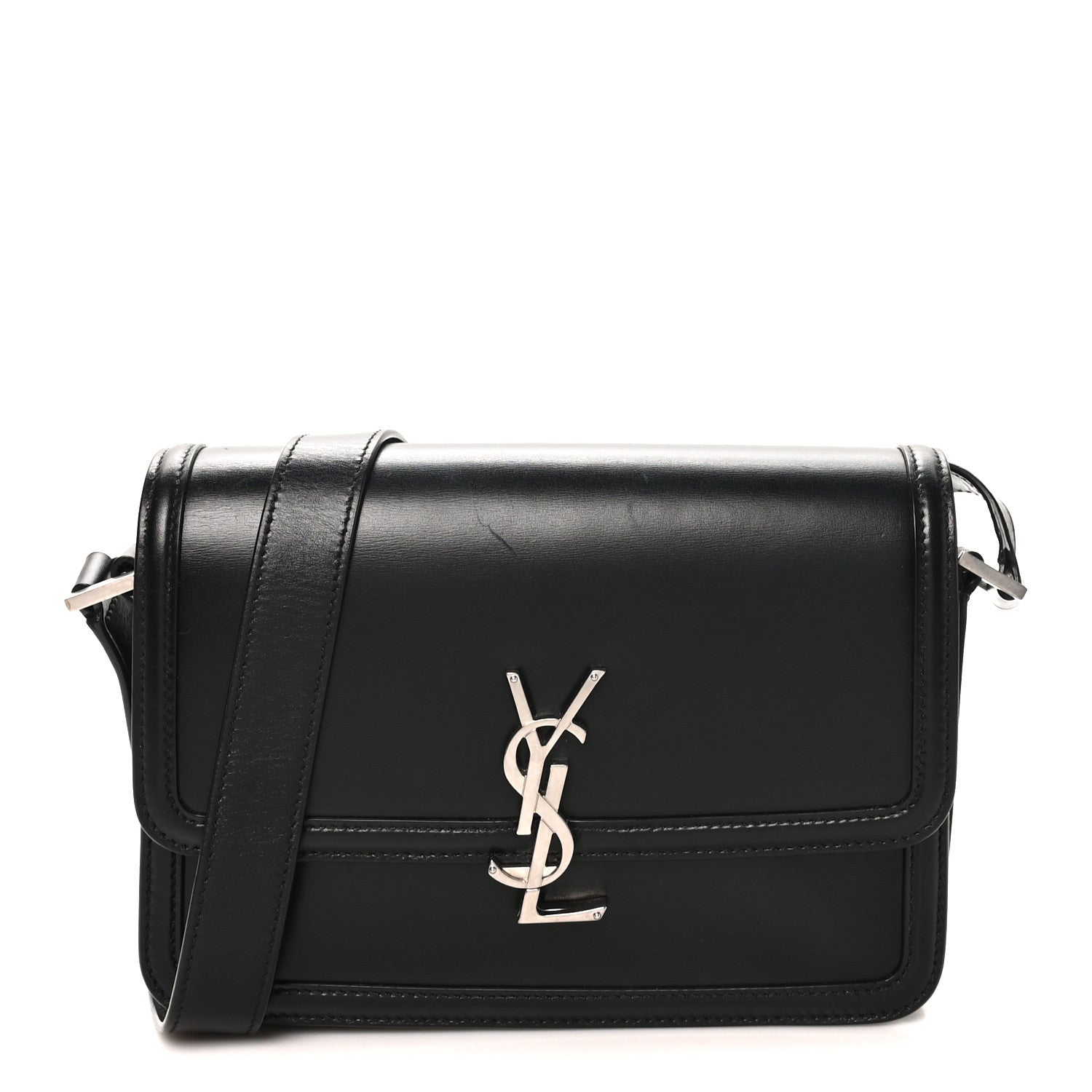 Saint Laurent Box Calfskin Monogram Medium Solferino Satchel Black 1 of 10