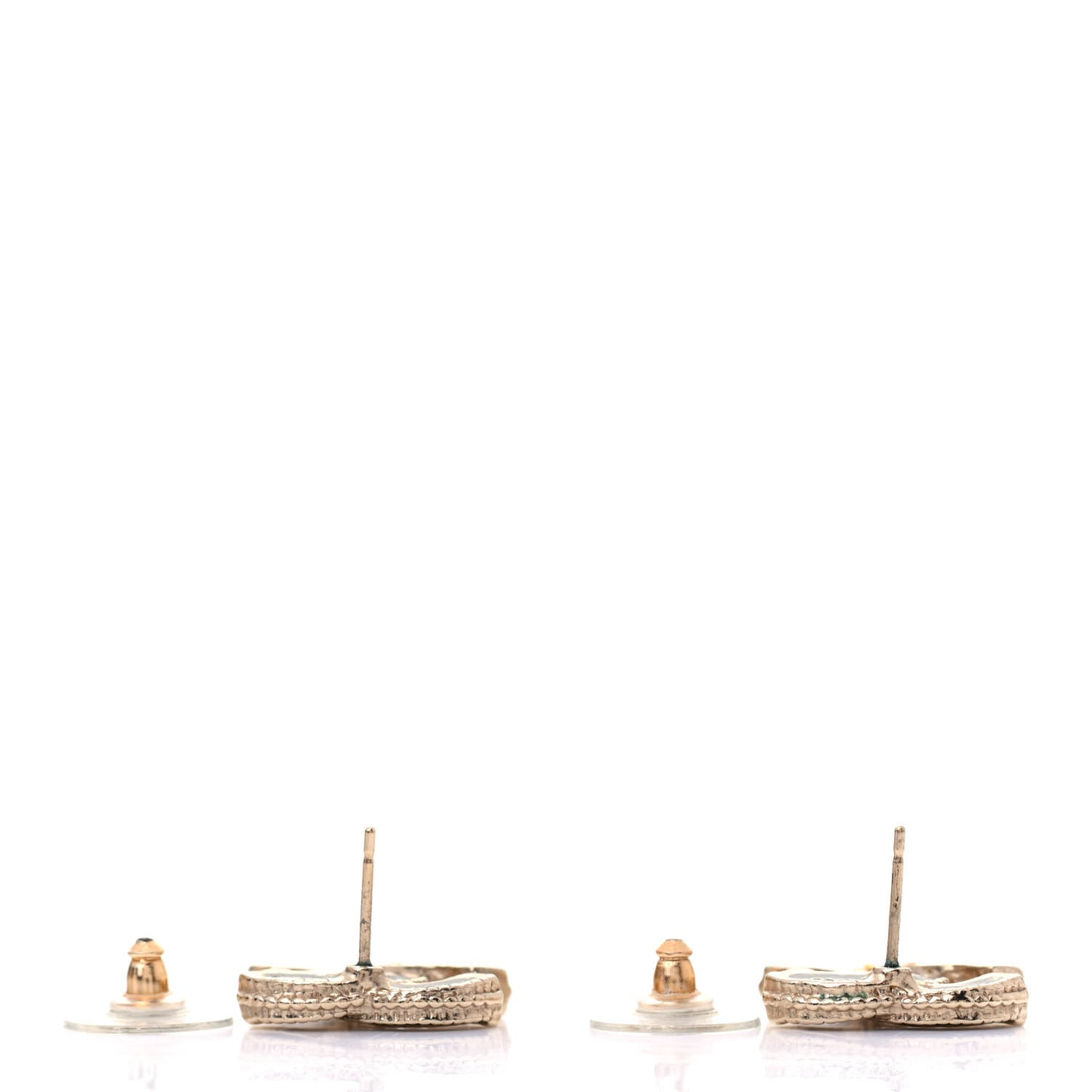 Glitter Enamel CC Earrings Grey Gold