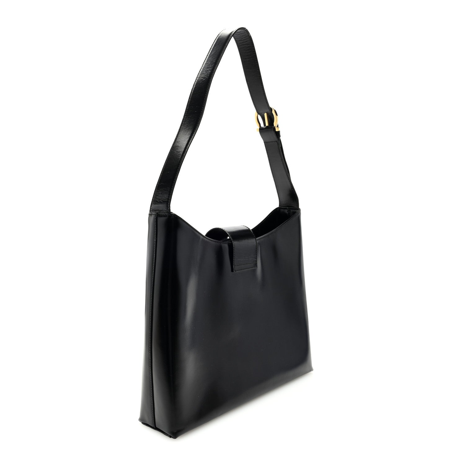 Salvatore Ferragamo Patent Calfskin Gancini Hobo Black 3 of 11