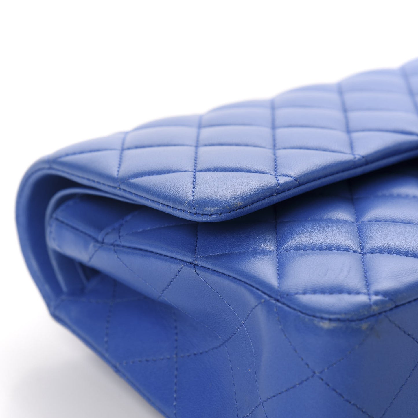 Lambskin Quilted Medium Double Flap Blue