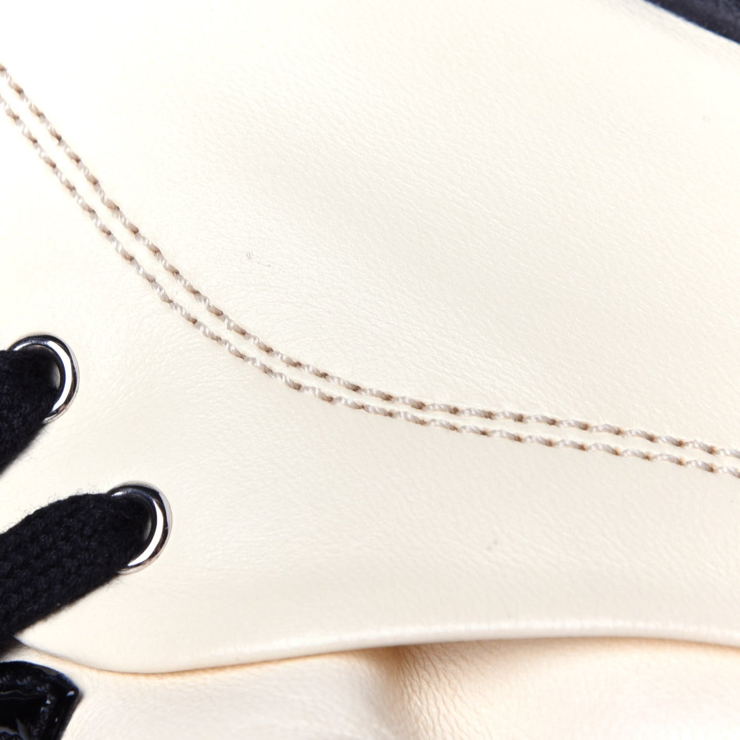Lambskin Patent Cap Toe CC Sneakers 35.5 White Black