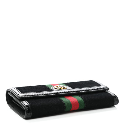 Gucci Suede Patent GG Web Ophidia Continental Wallet Black 4 of 7