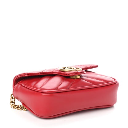 Gucci Calfskin Matelasse GG Marmont 2.0 Coin Purse On A Chain Hibiscus Red 4 of 6