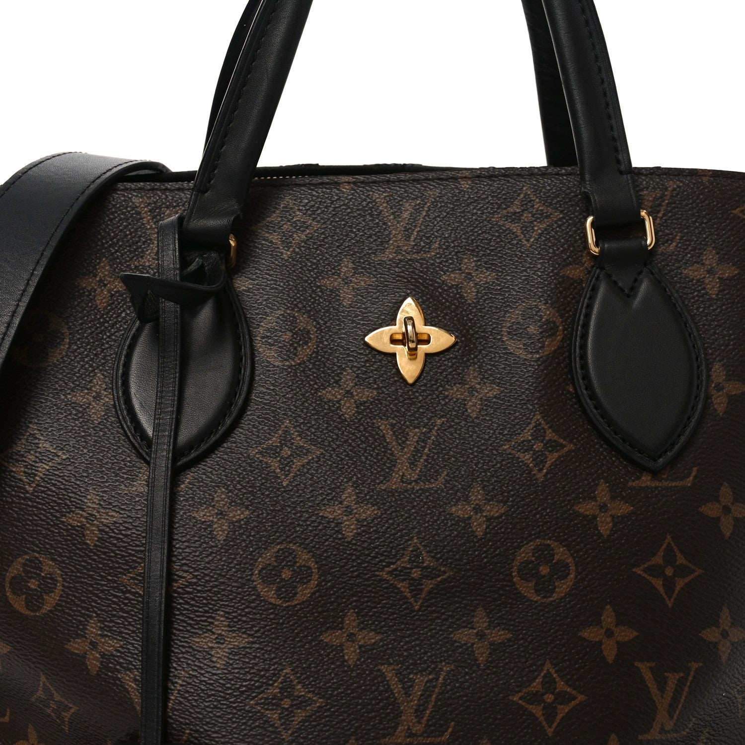 Louis Vuitton Monogram Flower Zipped Tote MM Black 1838017