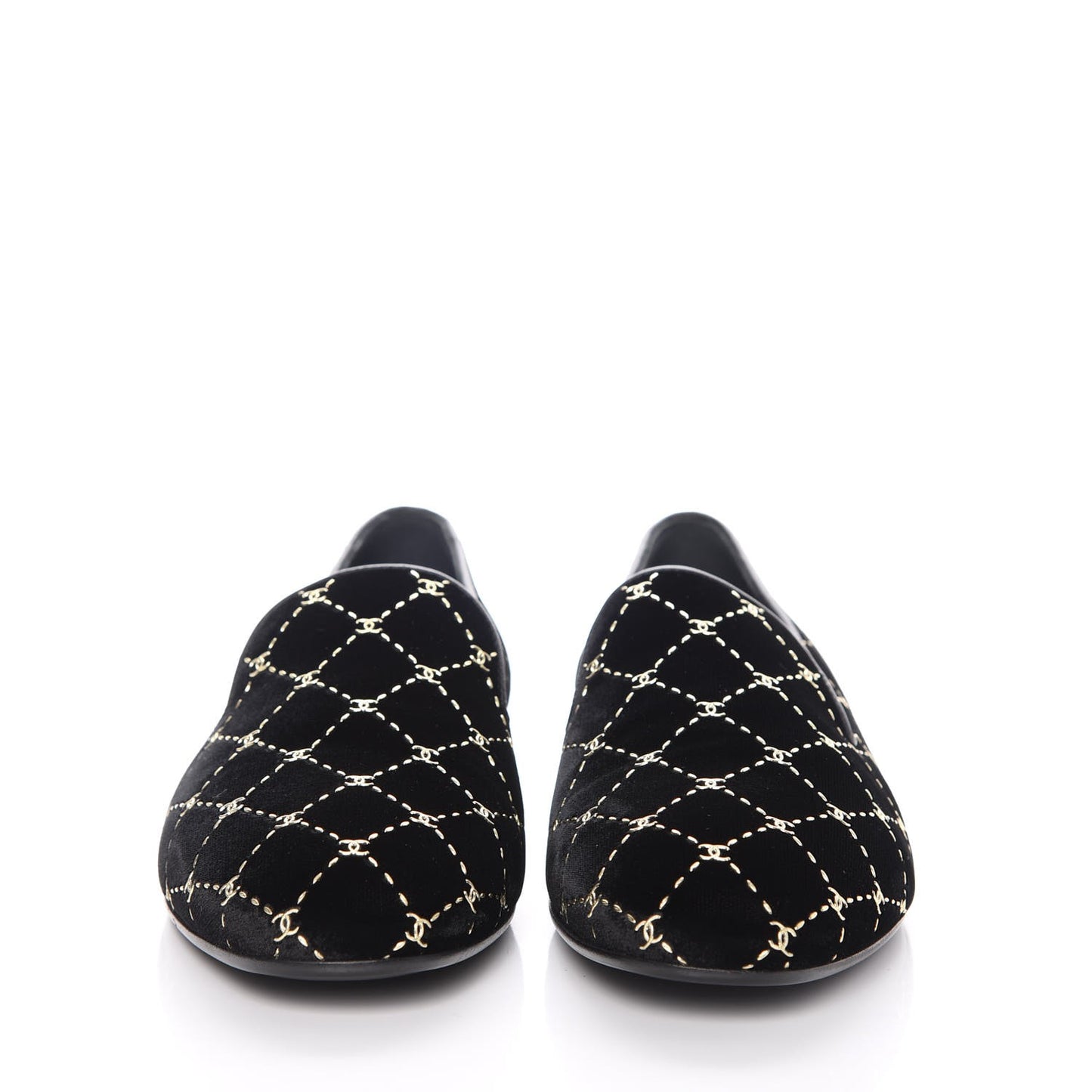 Velvet Moccasin Loafers 39.5 Black