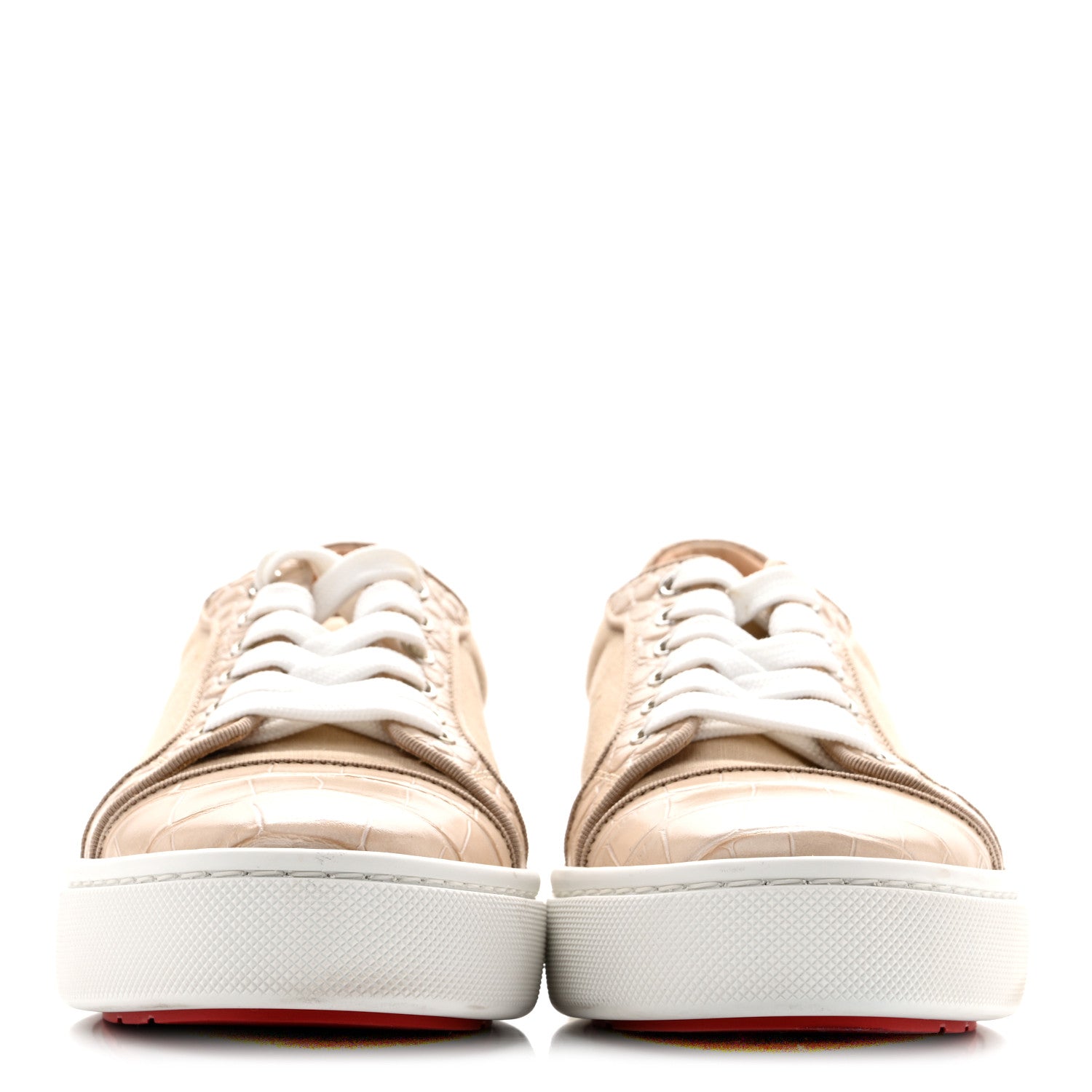 Christian Louboutin Calfskin Crocodile Embossed Vieirissima Orlato Flat Sneakers 39 Nougat 3 of 12
