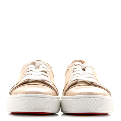 Christian Louboutin Calfskin Crocodile Embossed Vieirissima Orlato Flat Sneakers 39 Nougat 3 of 12