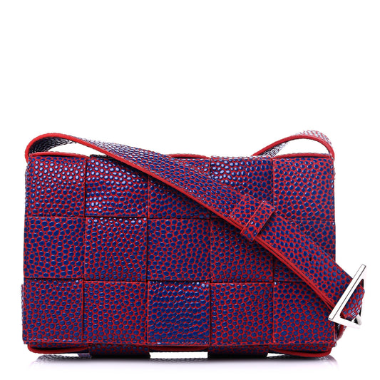 Calfskin Maxi Intrecciato Cassette Crossbody Bag Navy Red