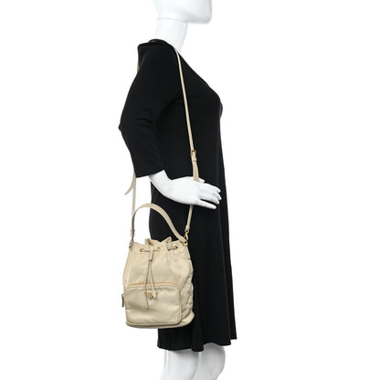 Prada Re-Nylon Saffiano Duet Bucket Crossbody Bag Deserto 2 of 9