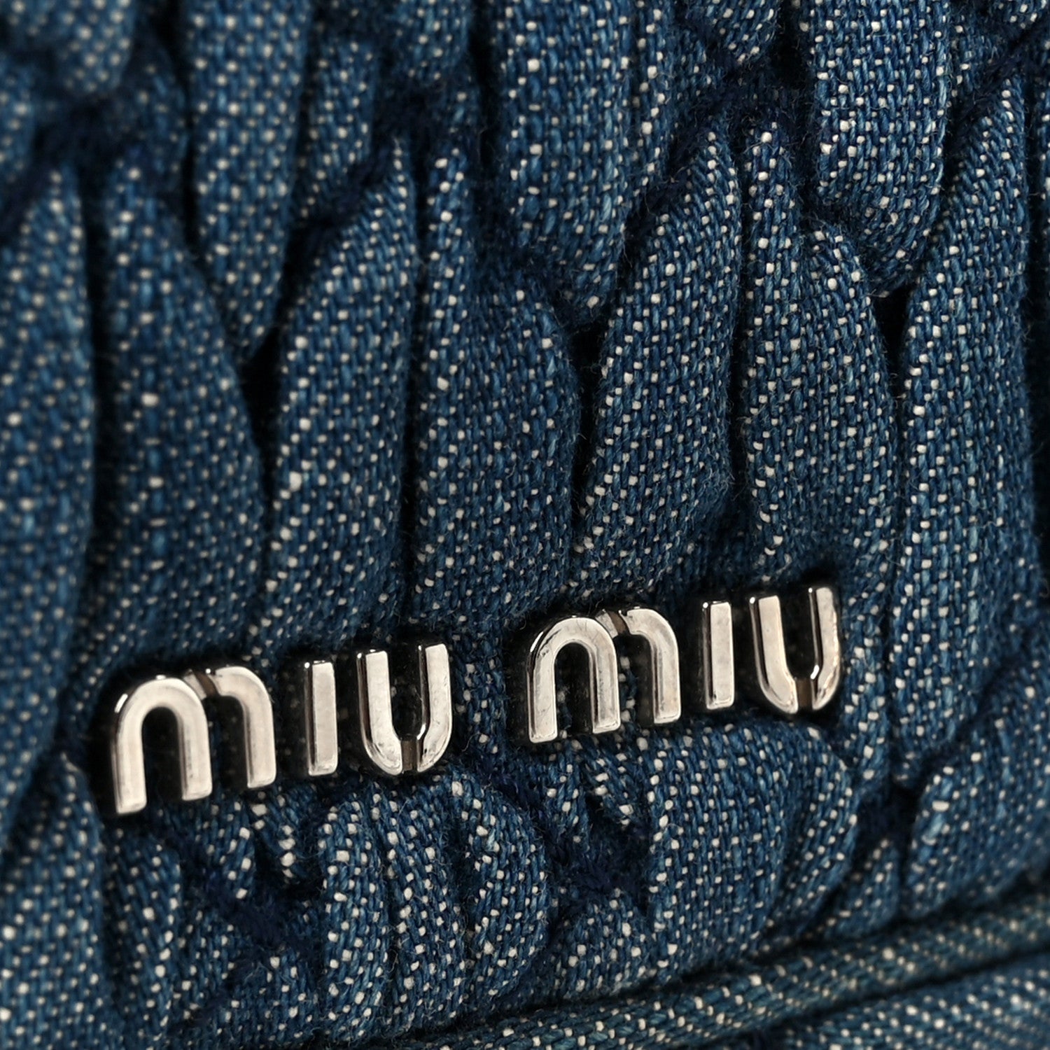Miu Miu Denim Matelasse Crystal Chain Crossbody Bag Blue 1825169