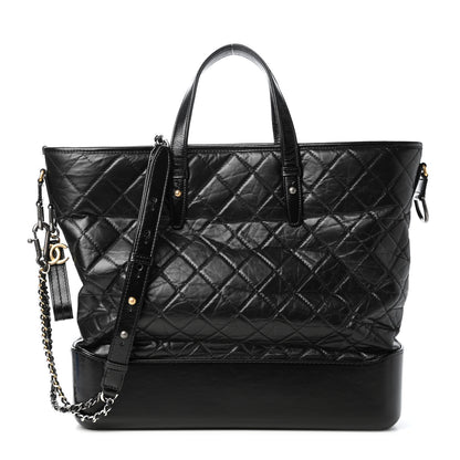 Chanel Aged Calfskin Quilted Large Gabrielle Shopping Tote Black 1 of 4