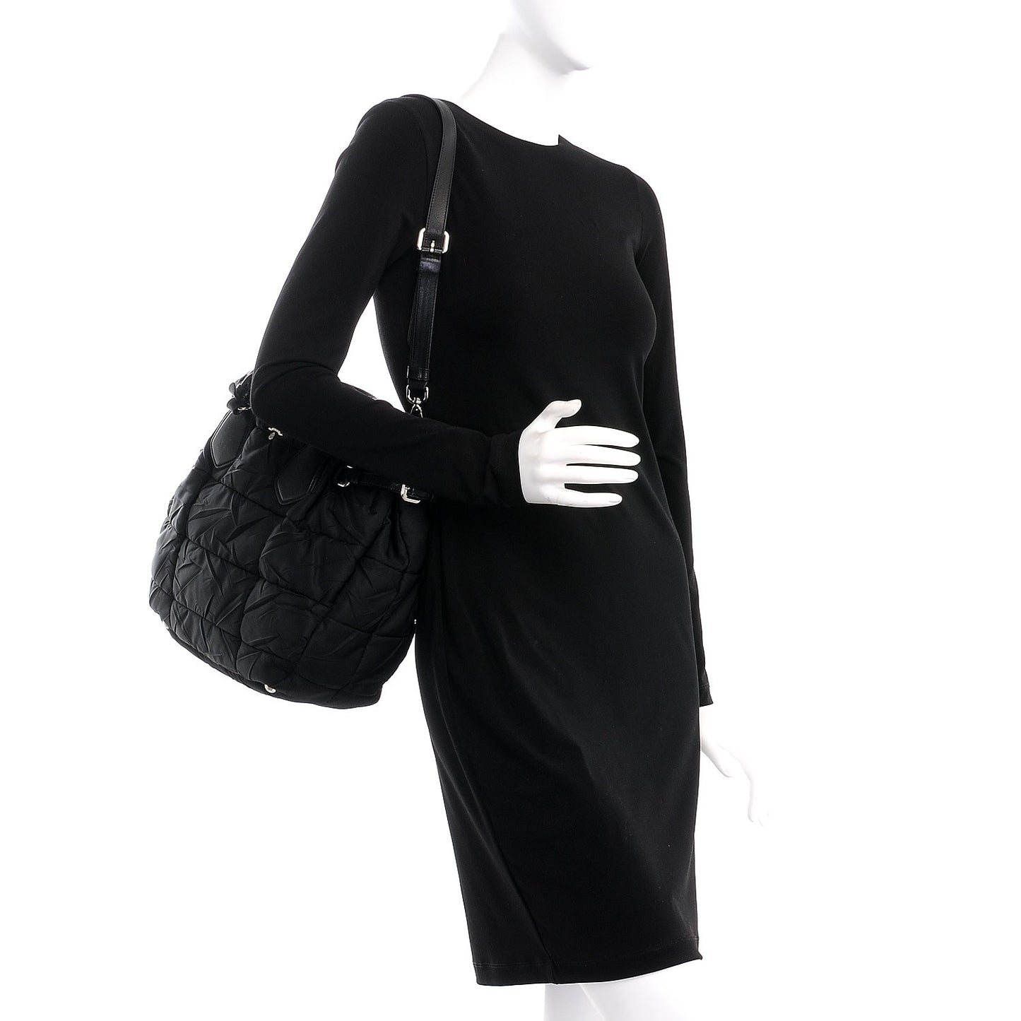 Tessuto Nylon Quilted Tote Nero Black