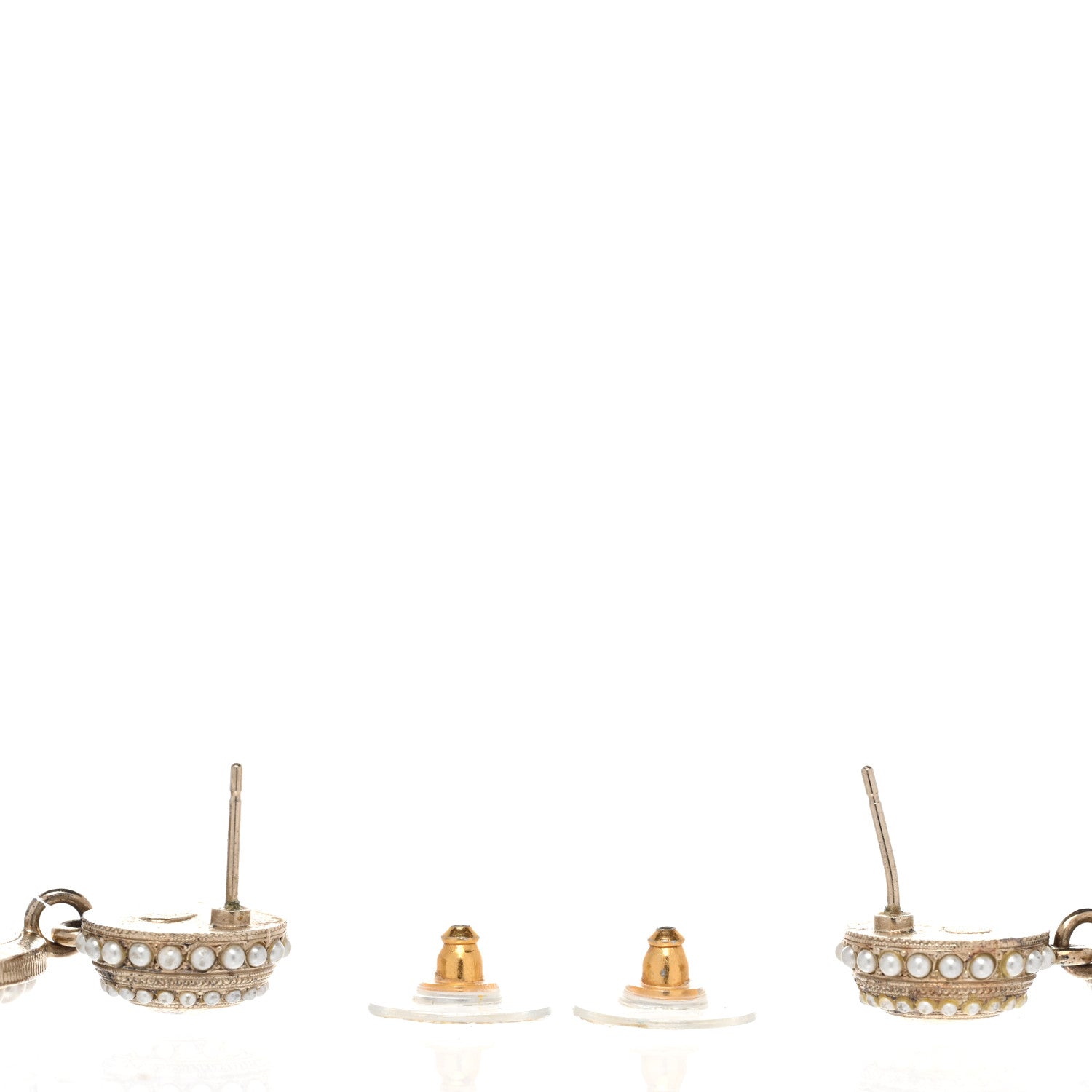 Chanel Pearl CC Drop Earrings Light Gold 4 of 4