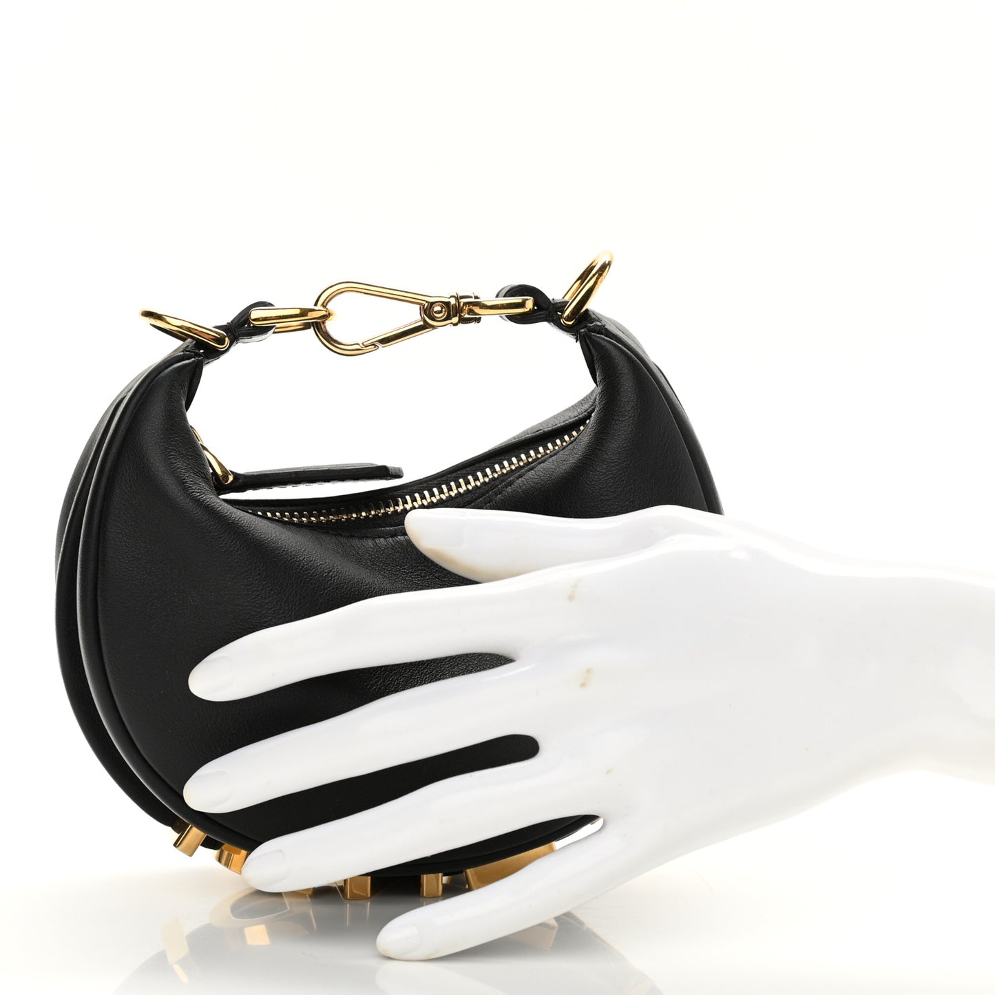 Vitello Grace Matte Nano Fendigraphy Hobo Charm Black