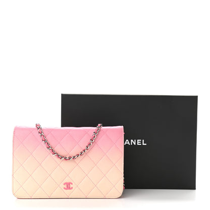 Chanel Faded Lambskin Quilted Zephyr Wallet on Chain WOC Dark Pink 14 of 14