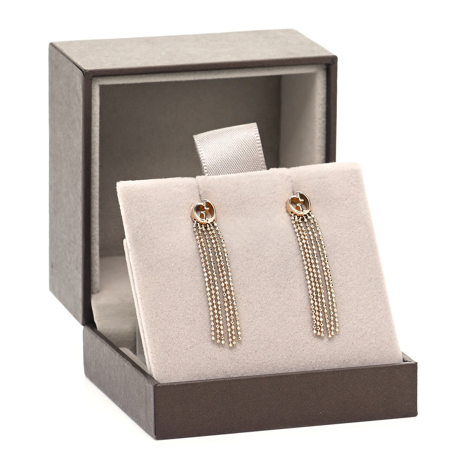 Gucci 18K Yellow Gold GG Beaded Tassel Drop Earrings 5 of 5