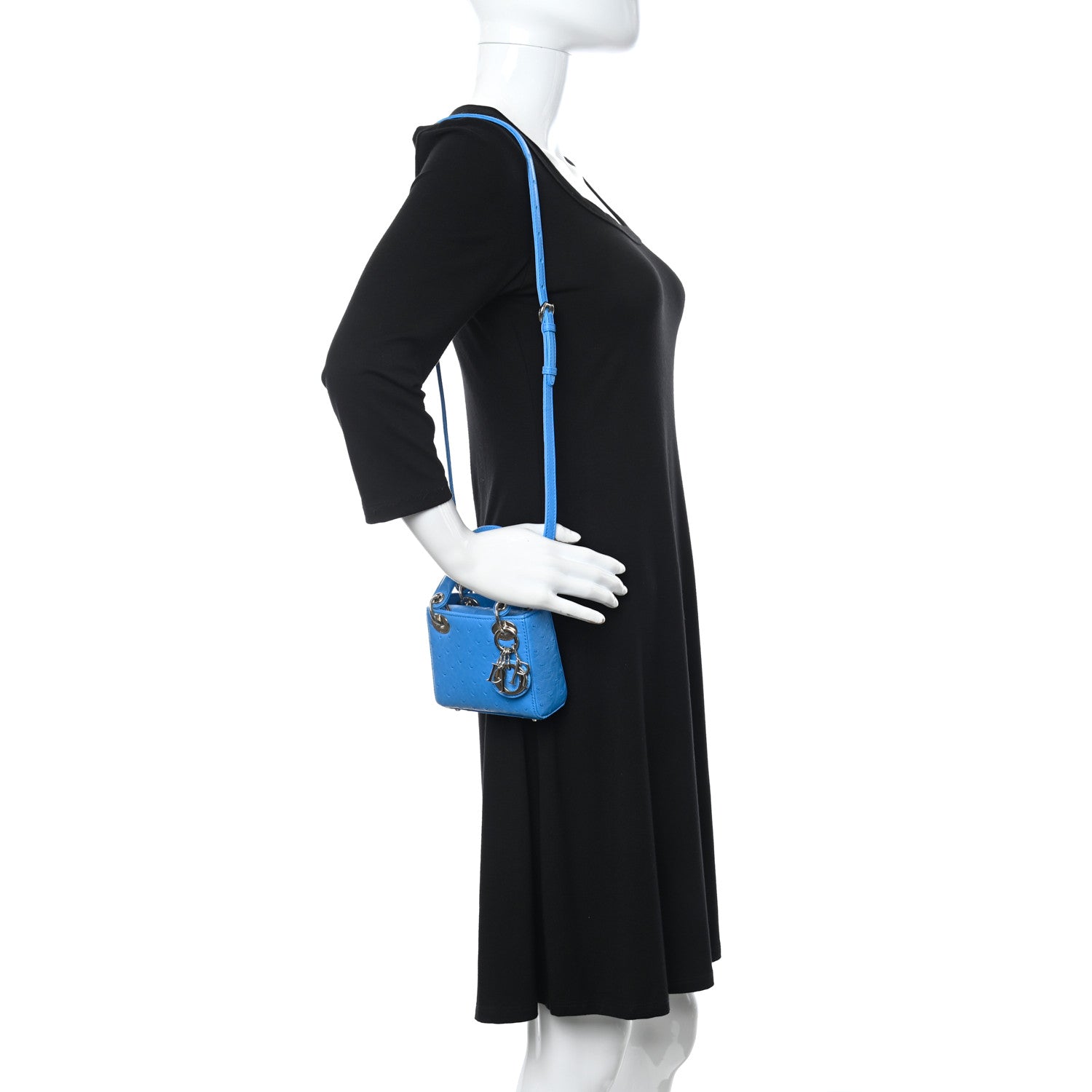 Christian Dior Ostrich Micro Lady Dior Blue 2 of 9