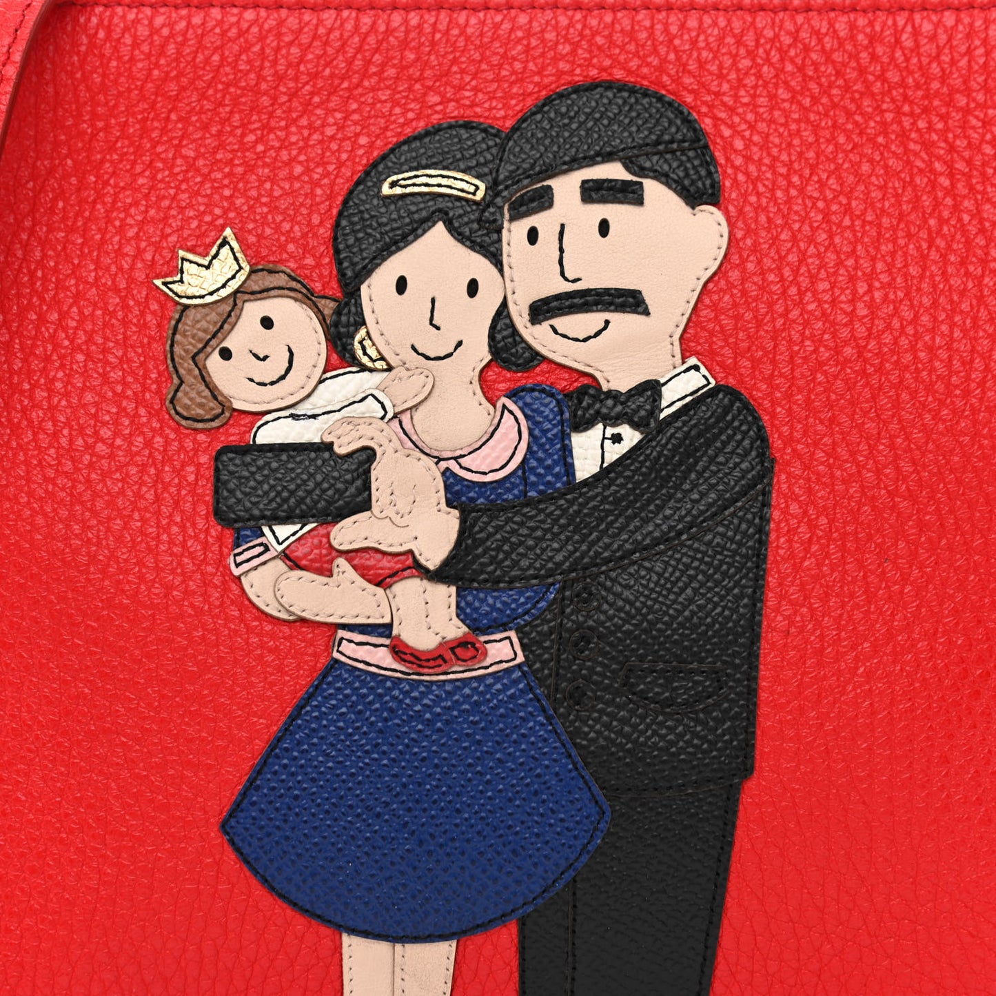 Calfskin Family Patch Crossbody Red