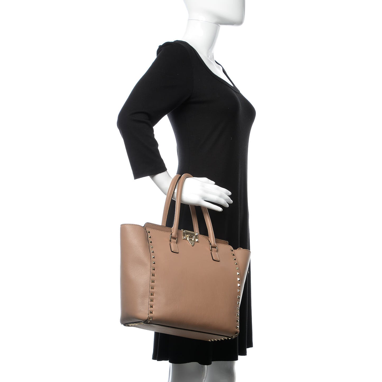 Vitello Rockstud Double Handle Tote Alpaca