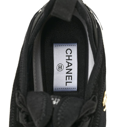 Chanel Velvet Calfskin Mixed Fibers CC Sneakers 37.5 Black 7 of 10