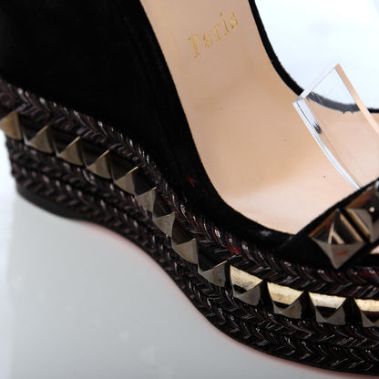 Christian Louboutin Calfskin Suede Cataclou 140 Wedge Sandals 37 Black Dark Gun 13 of 14