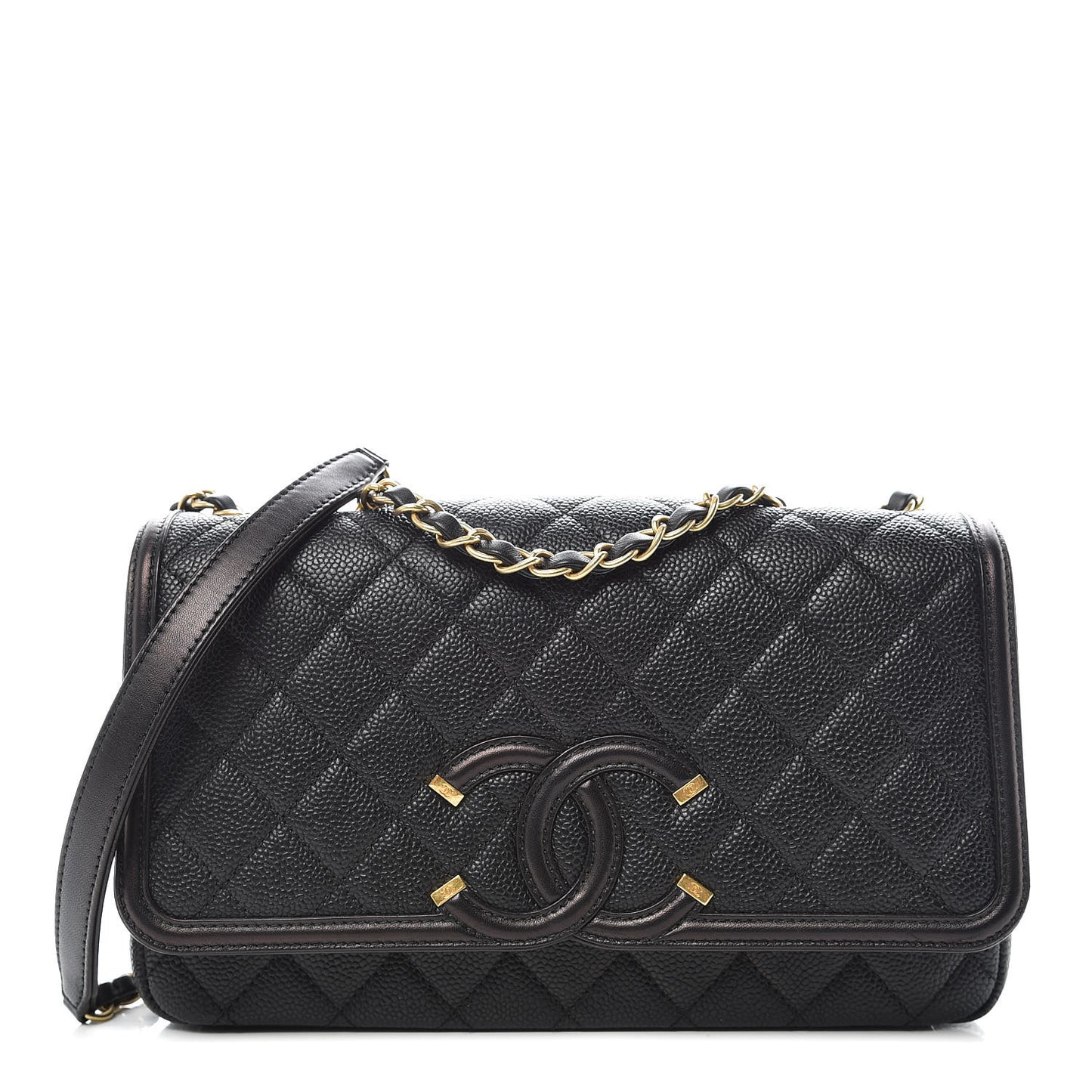 Caviar Quilted Medium CC Filigree Flap Black