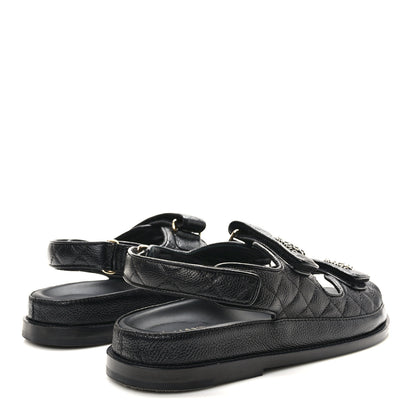 Chanel Grained Calfskin Velcro Dad Sandals 38.5 Black 4 of 8