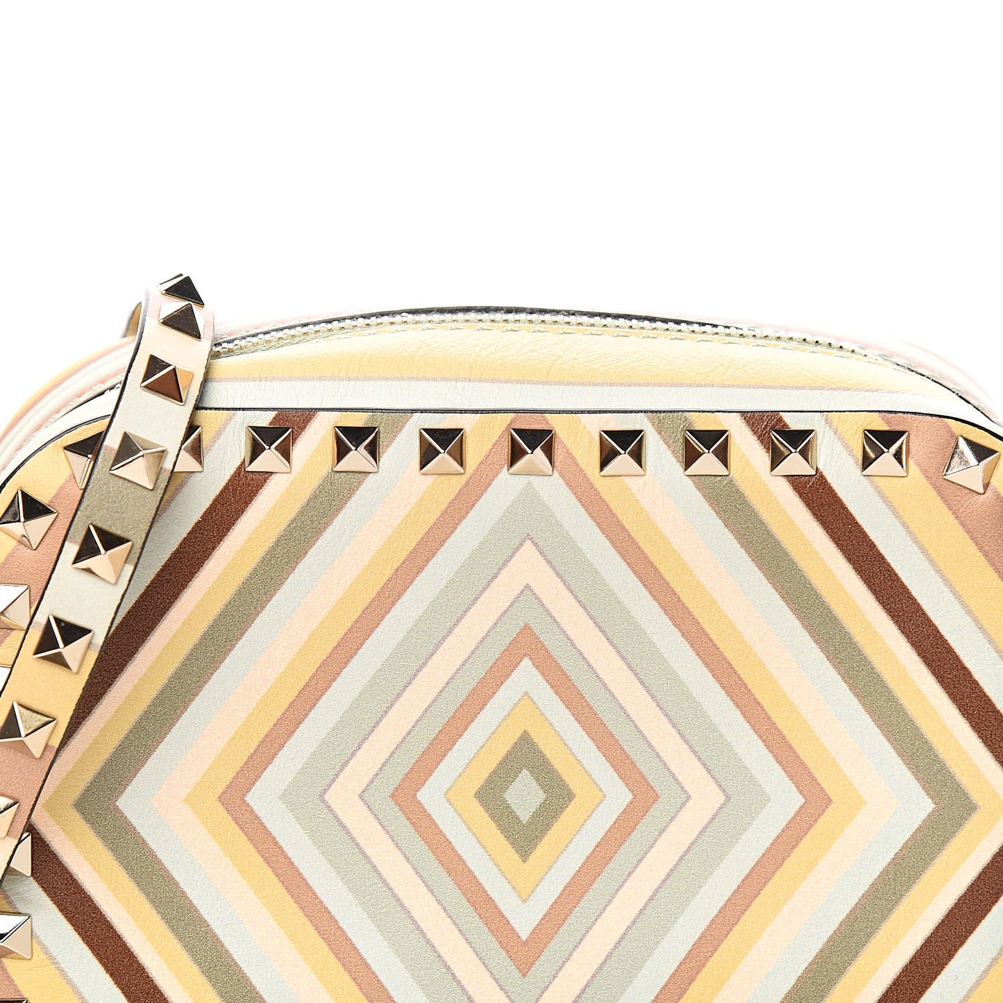 Vitello Native Couture 1975 Rockstud Camera Crossbody Bag Green Multicolor