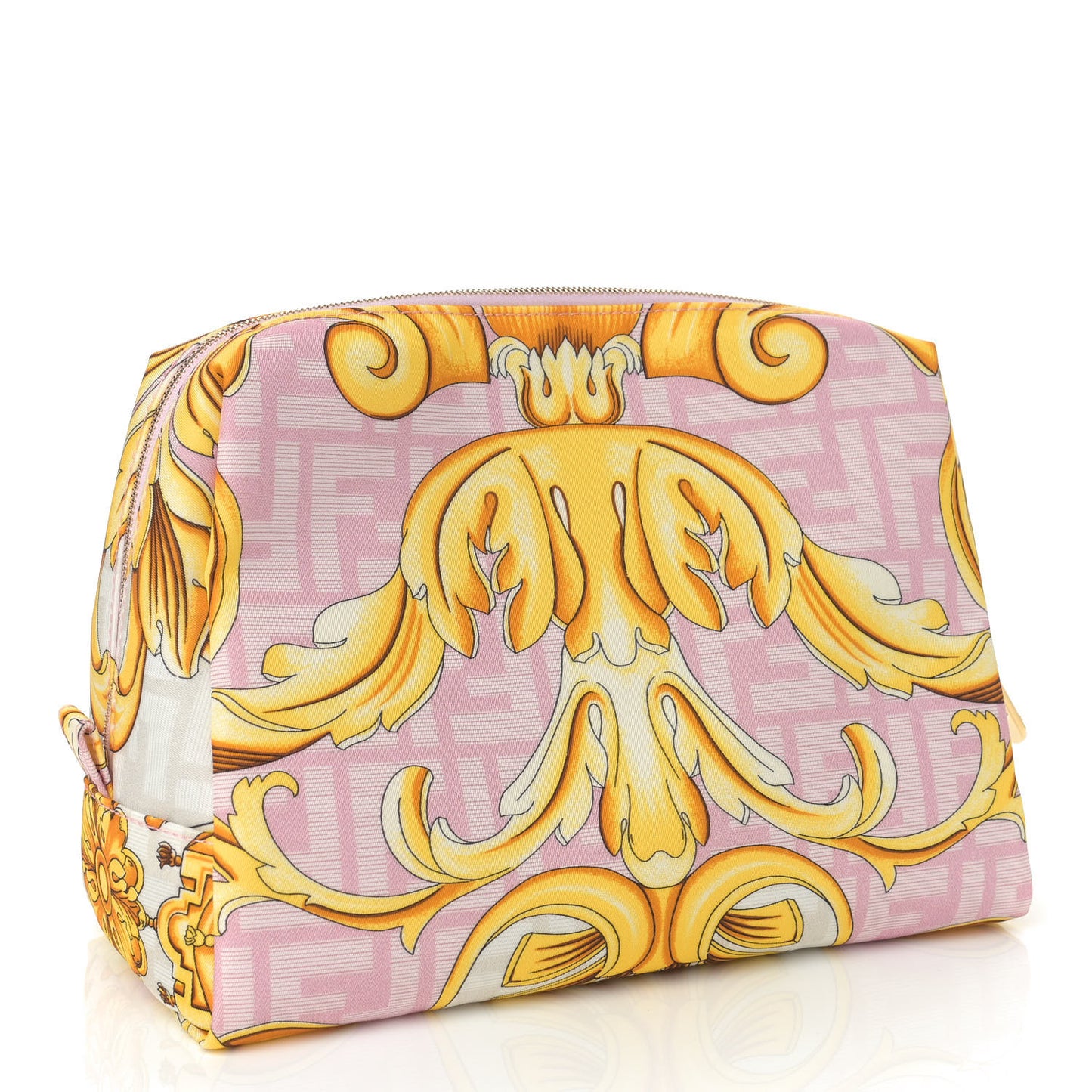 X VERSACE Nylon Fendace FF Baroque Medium Trapezoid Beauty Pouch Pink