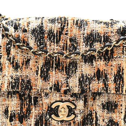 Chanel Tweed Mixed Fibers Leopard Print Small Souplissimo Maxi Flap Brown Black White 8 of 10