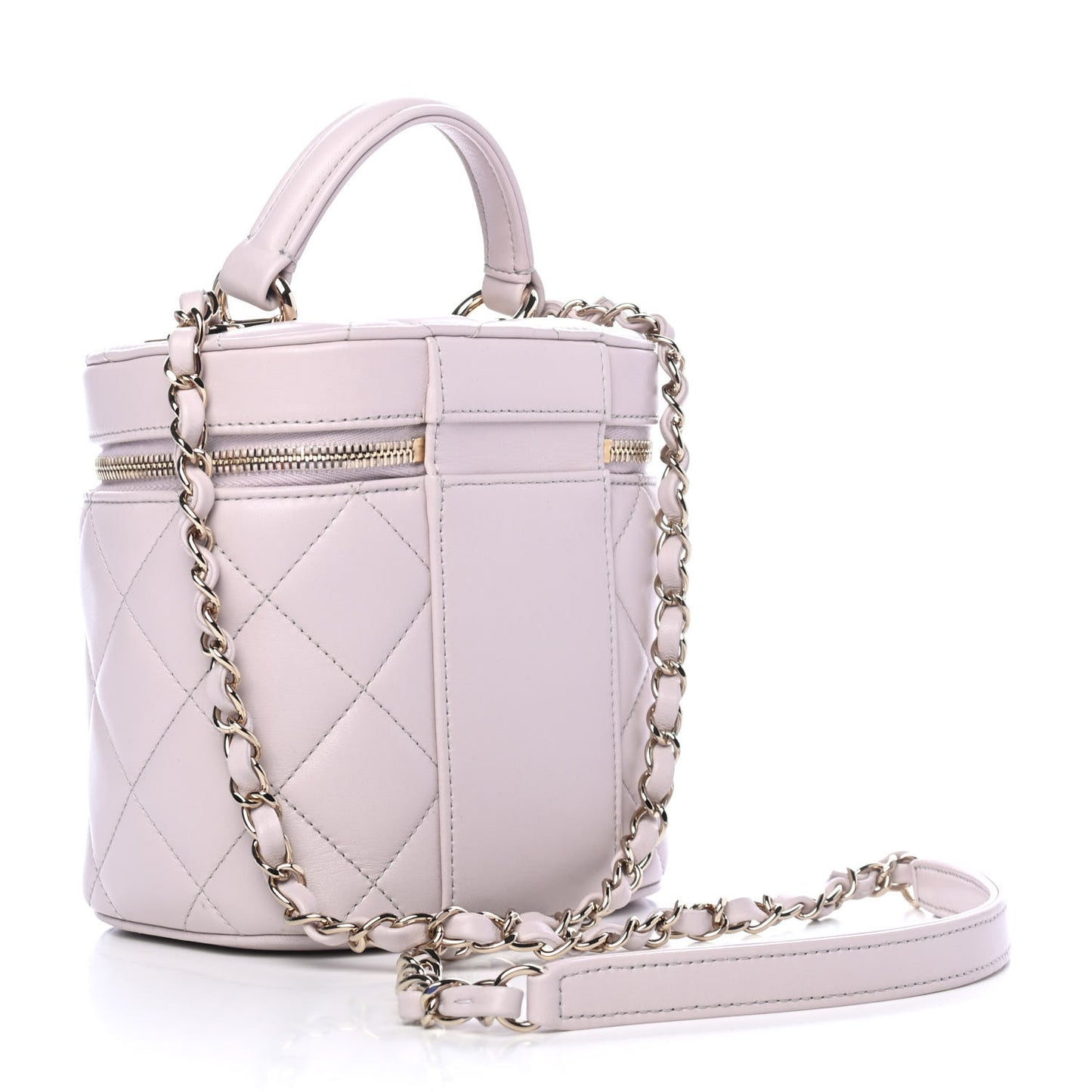 Lambskin Quilted Trendy Vanity Case Lilac