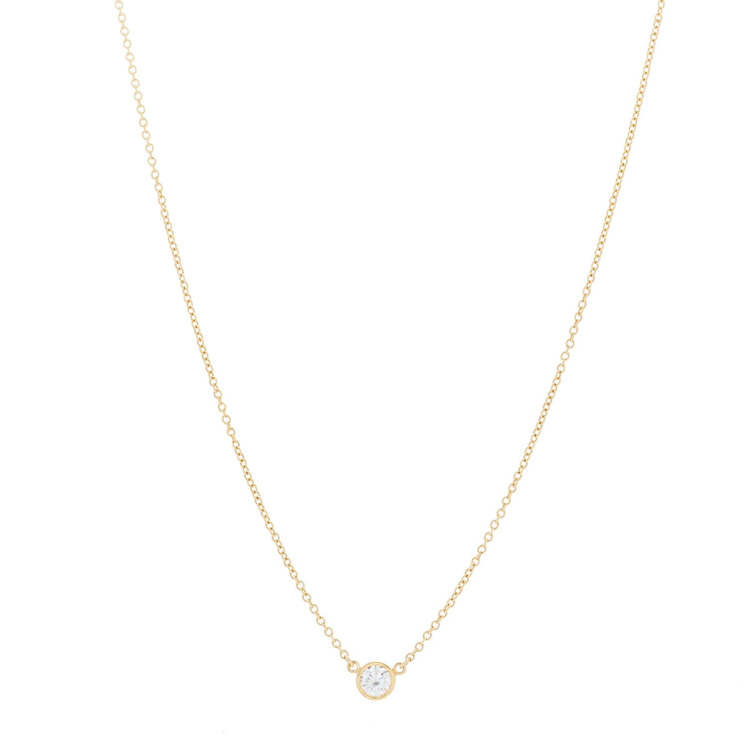 Tiffany 18K Yellow Gold Diamond .17ct Elsa Peretti Diamonds by the Yard Pendant Necklace 1 of 6