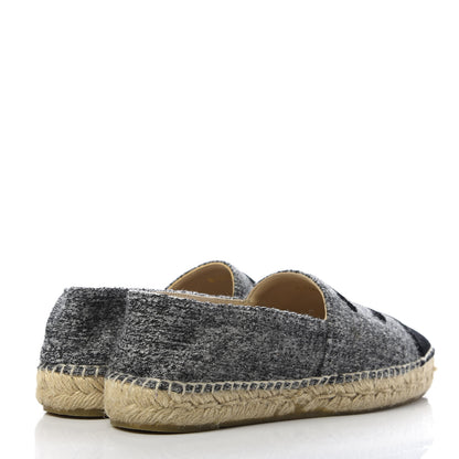 Chanel Tweed Velvet CC Espadrilles 36 Grey Black 4 of 9