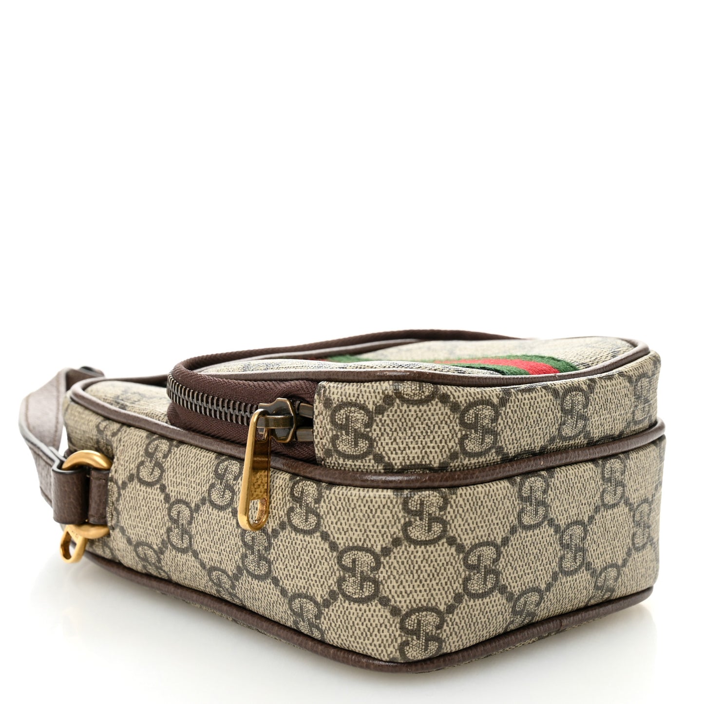 GG Supreme Monogram Web Mini Ophidia Double Zip Messenger Bag Beige New Acero