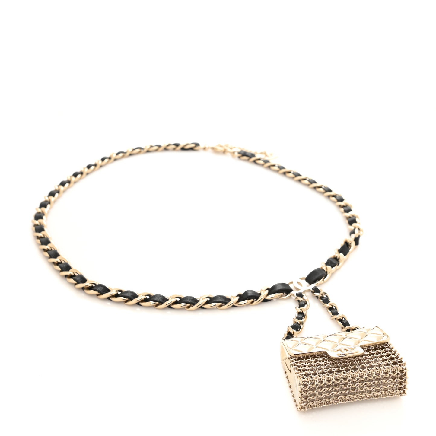 Lambskin Chain CC Flap Bag Belt 90 Black Gold