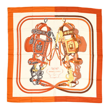 Hermes Silk Cashmere Brides De Gala Applique Pique Shawl 140 Orange White Roux 1 of 6