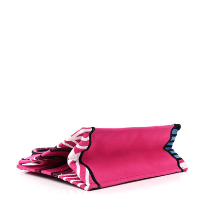 Christian Dior Canvas Embroidered Medium Jungle Pop Book Tote Fuchsia Multicolor 4 of 13