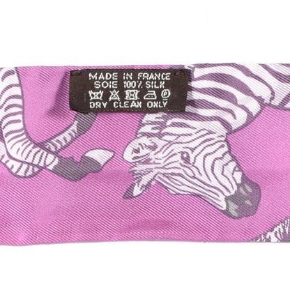 Hermes Silk Les Zebres Twilly Bordeaux Mauve Rose Poudre Parme 4 of 4