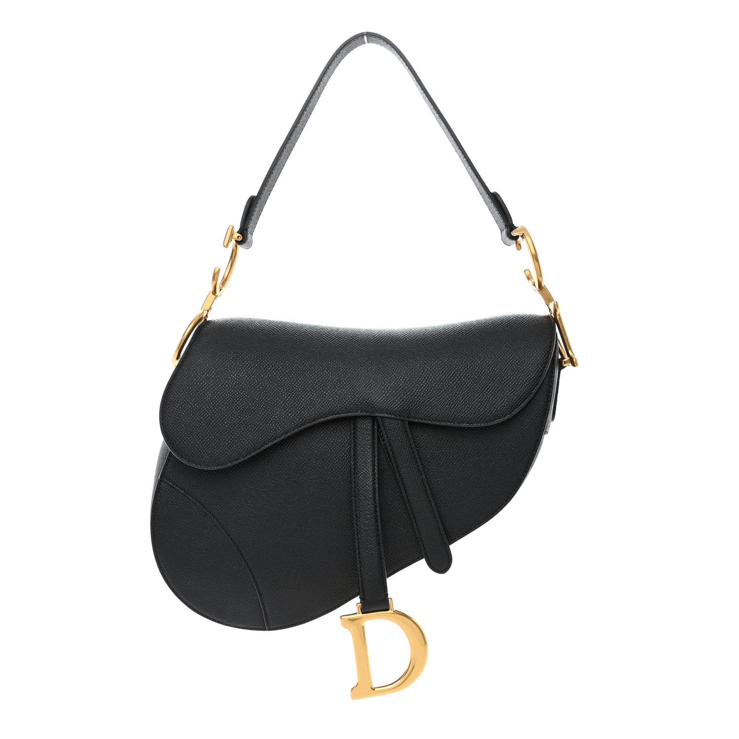 Grained Calfskin Saddle Bag Black