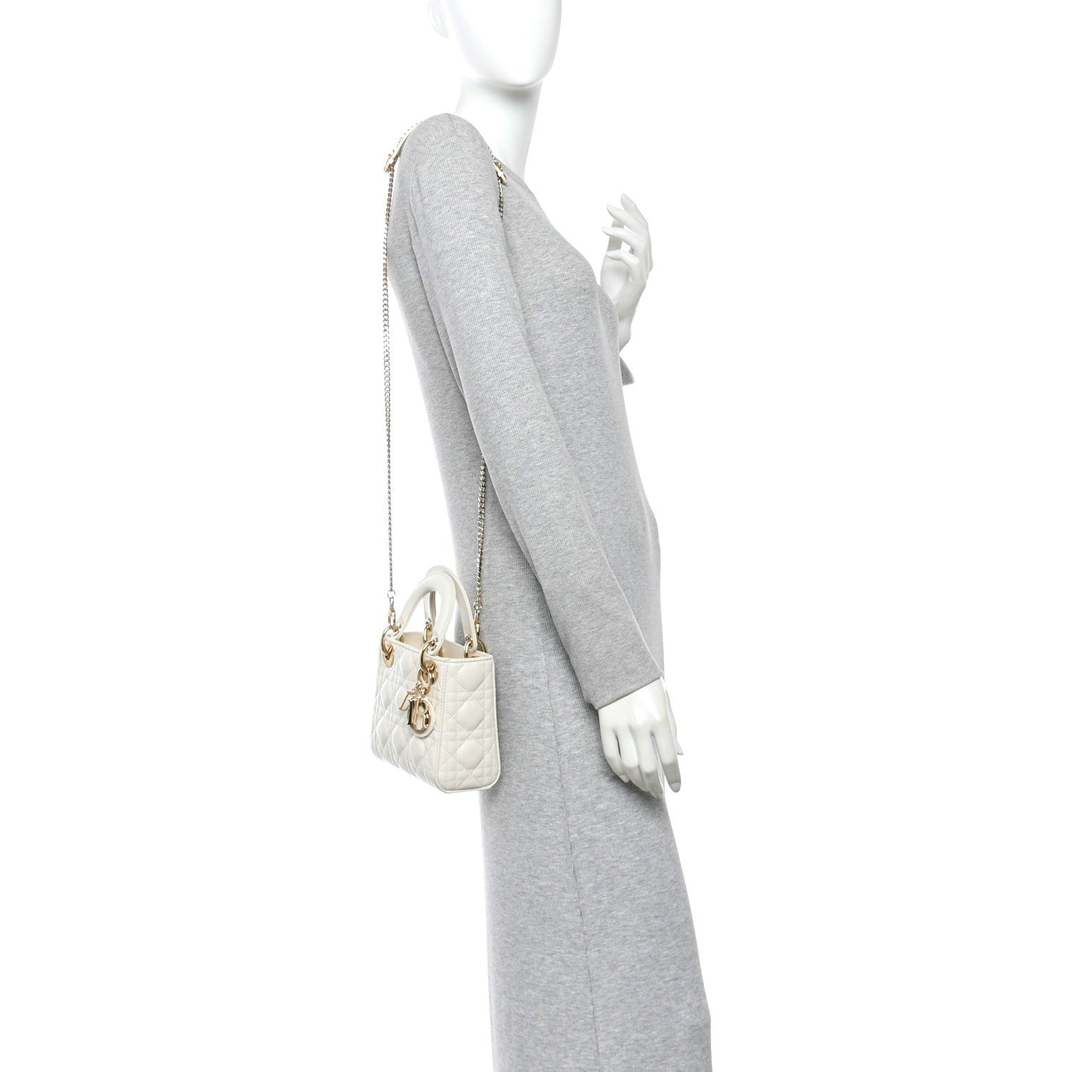 Christian Dior Lambskin Cannage Mini Lady Dior Latte 2 of 10