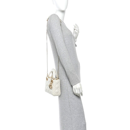 Christian Dior Lambskin Cannage Mini Lady Dior Latte 2 of 10