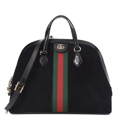 Gucci Suede Patent GG Web Medium Ophidia Top Handle Dome Bag Black 1 of 12