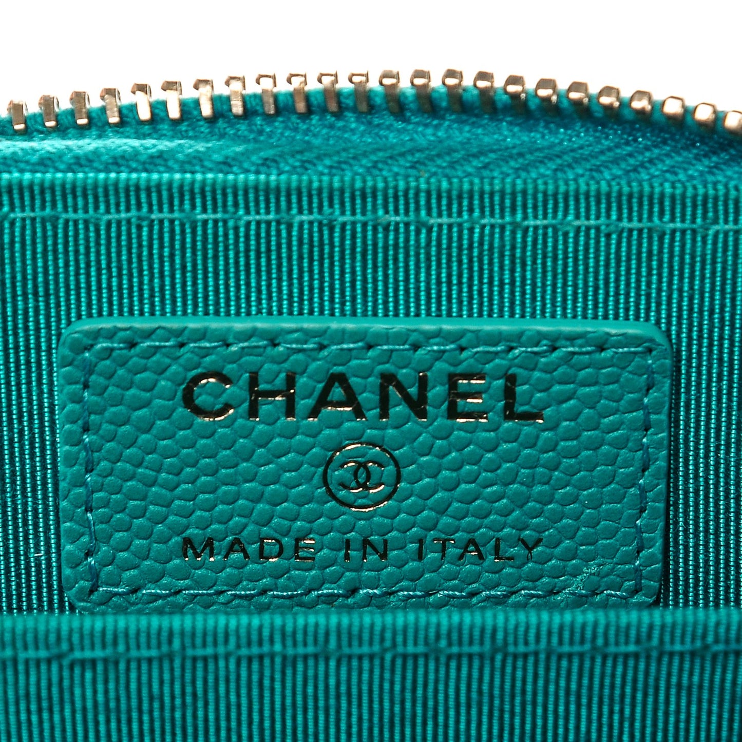 Caviar Quilted Zip Coin Purse Turquoise