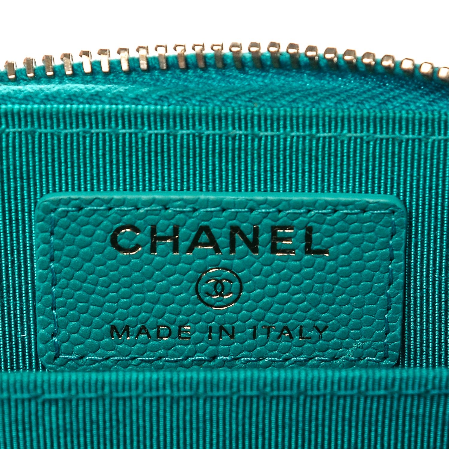 Chanel Caviar Quilted Zip Coin Purse Turquoise 6 of 7