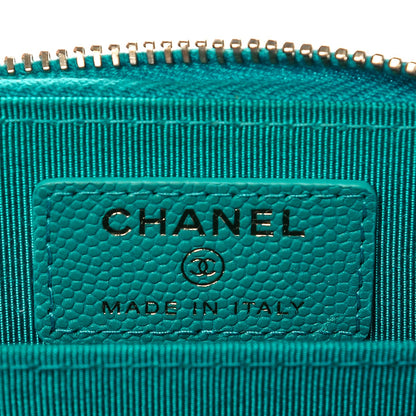 Chanel Caviar Quilted Zip Coin Purse Turquoise 6 of 7