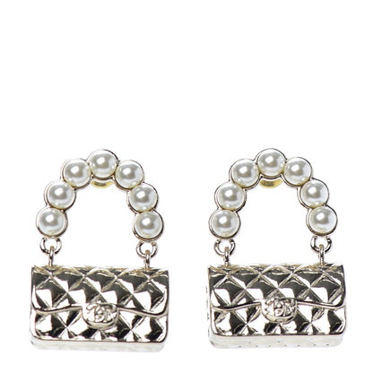 Chanel Pearl Quilted CC Flap Bag Earrings Gold 1 of 4