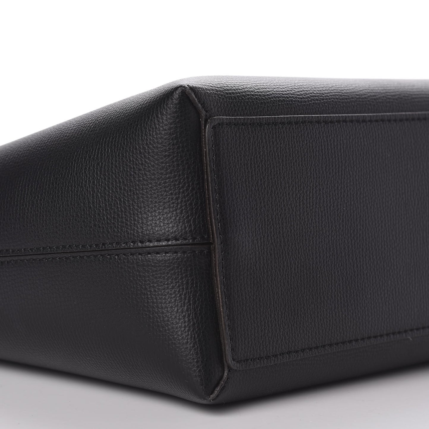 Grainy Calfskin Haymarket Check Medium Reversible Tote Black