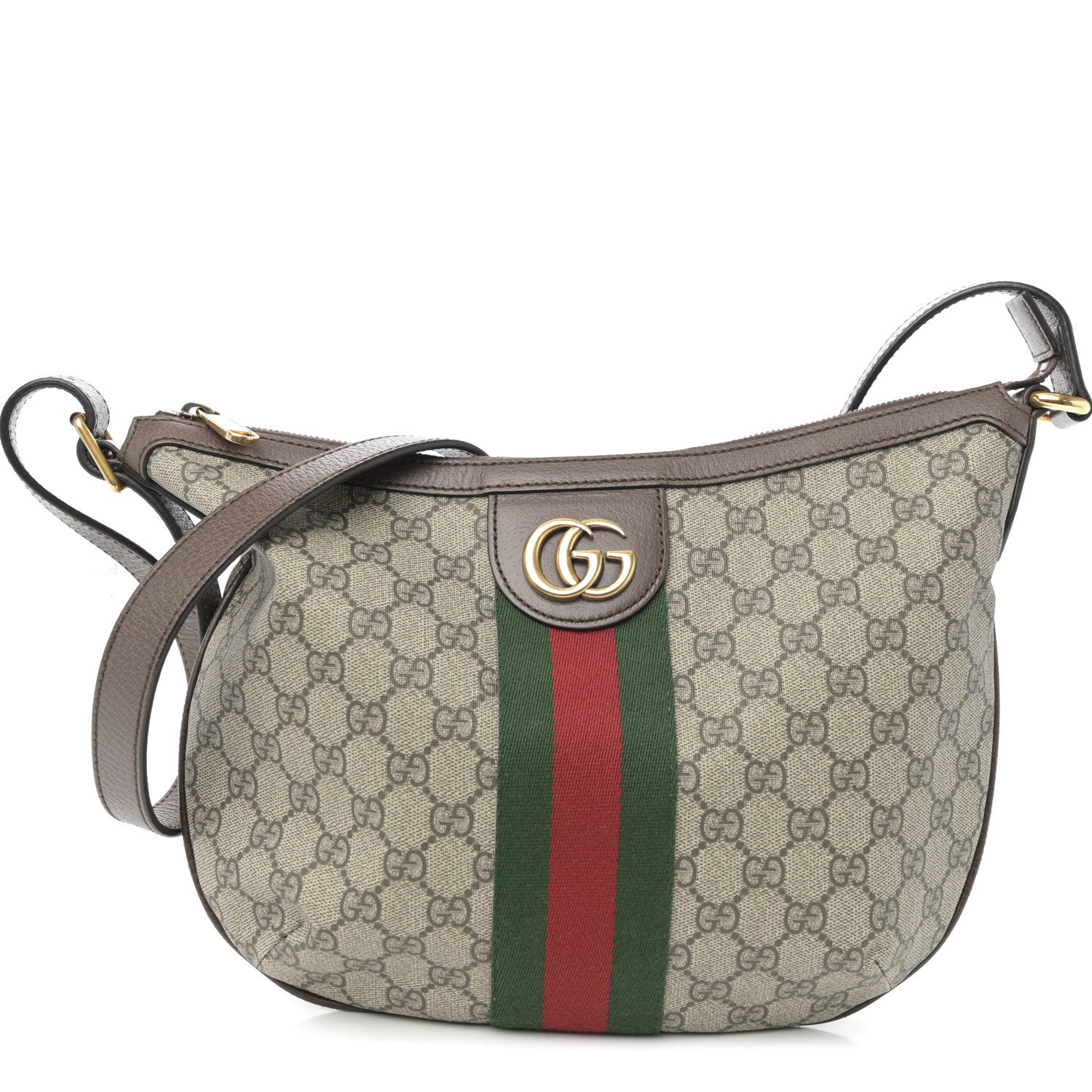 Gucci GG Supreme Monogram Web Small Ophidia Half Moon Hobo Brown 1 of 10