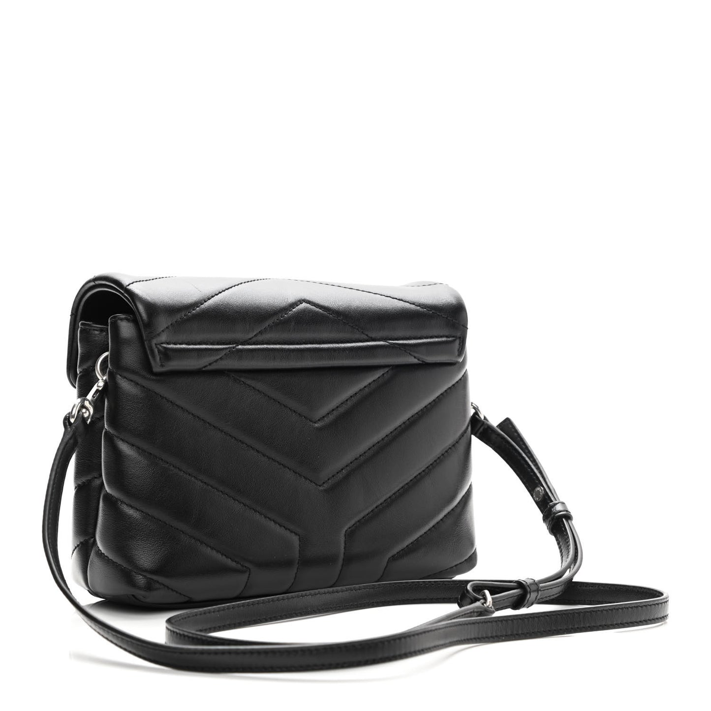 Calfskin Y Quilted Monogram Toy Loulou Crossbody Bag Black