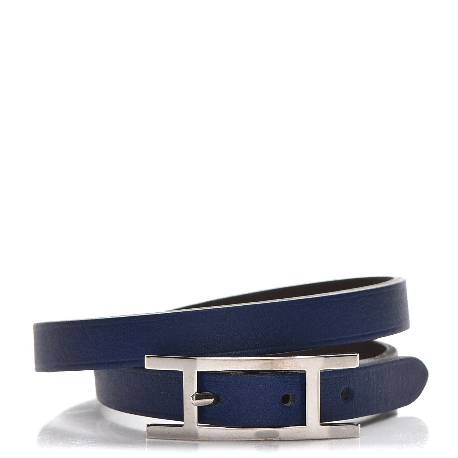 Hermes Swift Rivale Double Tour Bracelet XS Bleu Saphir Chocolate 1 of 5
